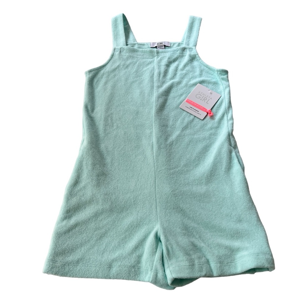Athleta Girl Romper Jump In Terrycloth Mint Green XL Size 14 NWT